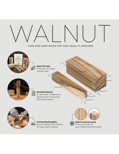 Beavercraft drewno do rzeźbienia orzech zestaw 10 klocków BW10 walnut