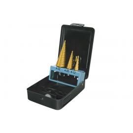 PROTECO Wiertła stopniowe TiN  (azotek tytanu) INDUSTRY - zestaw 3szt (90.42-ST99)