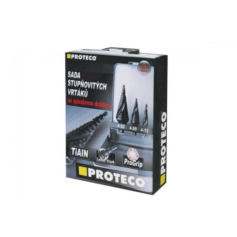 PROTECO Wiertła stopniowe TiAIN  (azotek tytanu glinu) INDUSTRY - zestaw 3szt (90.42-ST88)