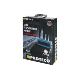 PROTECO Wiertła stopniowe HSS INDUSTRY - zestaw 3szt (90.42-ST89) 2
